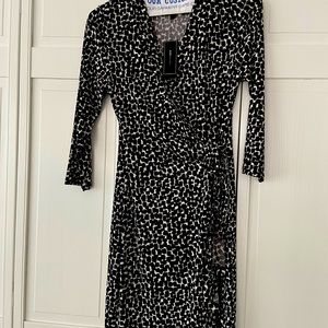 BCBG. Blk and white wrap dress